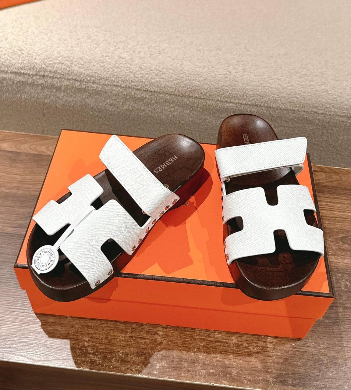 Hermes wooden sole sandals-26